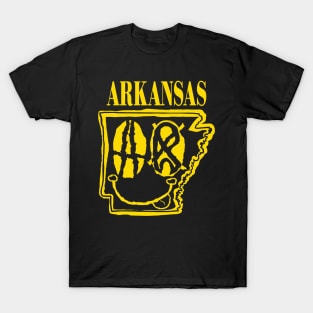 Arkansas Grunge Smiling Face Black Background T-Shirt